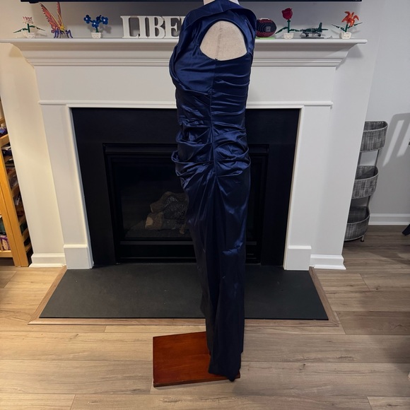 Rickie Freeman for Teri Jon Navy Ruched Evening Gown – Vintage Y2K – Size 6 - Picture 4 of 12